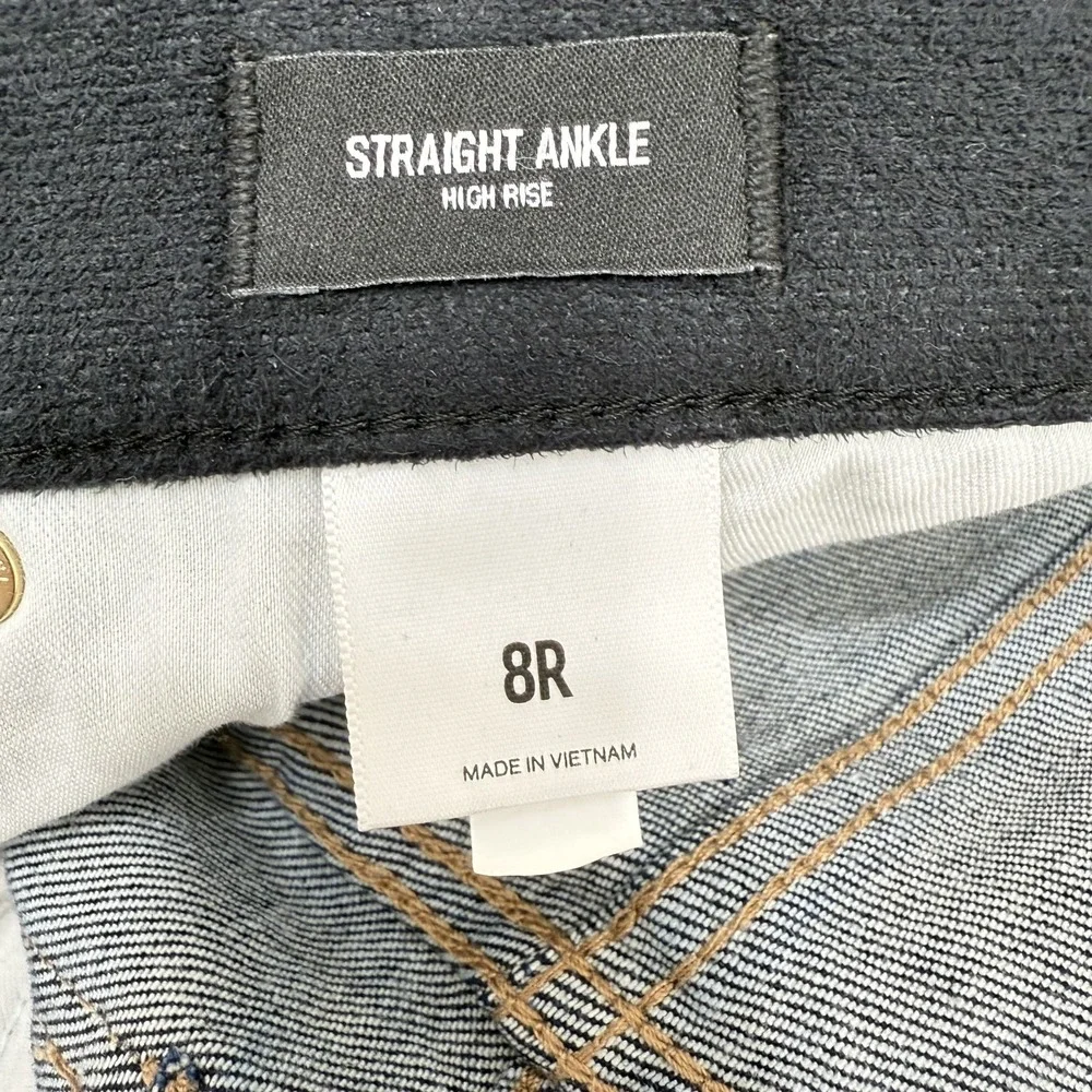 Express Womens‎ Straight Ankle High Rise Jeans Size 8 Regular Dark Wash Denim